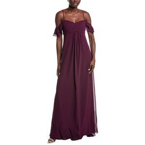 Theia Womens  Riley Cold-Shoulder Maxi Dress, Purple